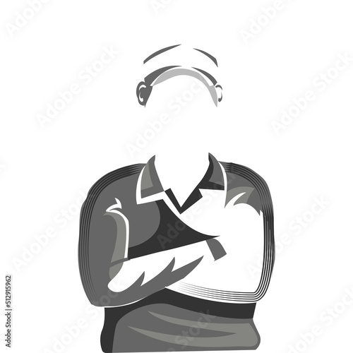 Faceless Man Character On White Background.