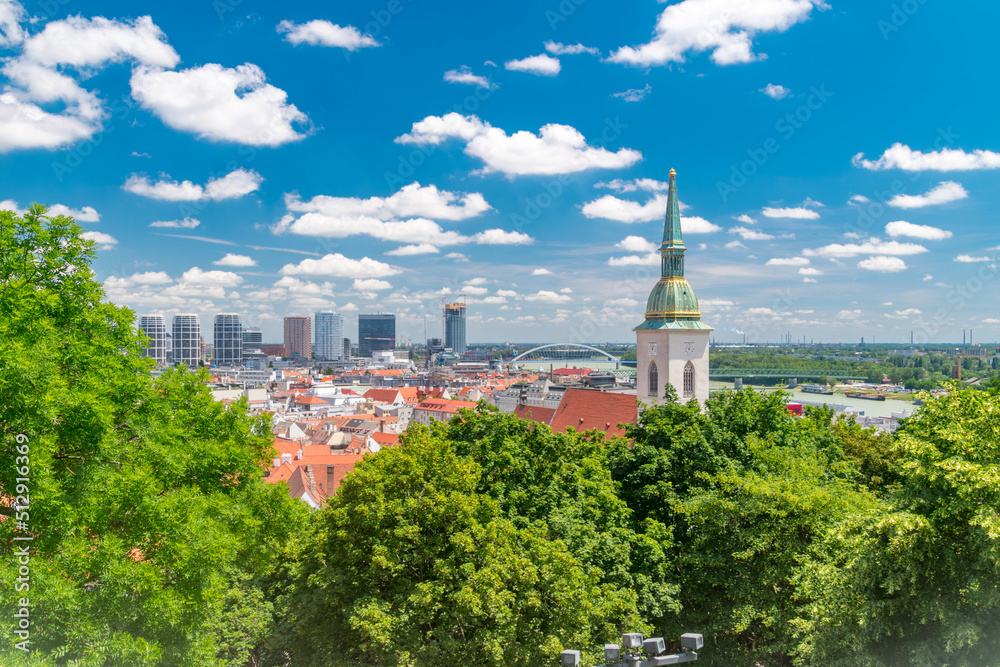 Obraz na płótnie Top of roofs as seen from Bratislava Castle. w salonie