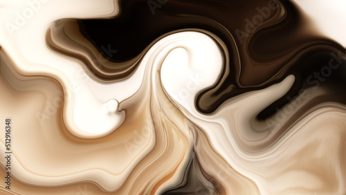 Coffee cream splash, sweet food and drink illustration background. Colors of ark chocolate cocoa with milk texture.