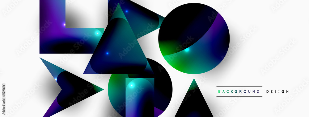 Minimal geometric abstract background. Primitive shapes composition backdrop. Trendy techno business template for wallpaper, banner, background or landing