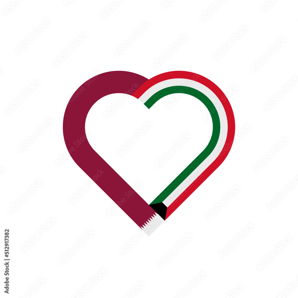 unity concept. heart ribbon icon of qatar and kuwait flags. vector illustration isolated on white background unity concept. heart ribbon icon of qatar and kuwait flags. vector illustration isolated on white background