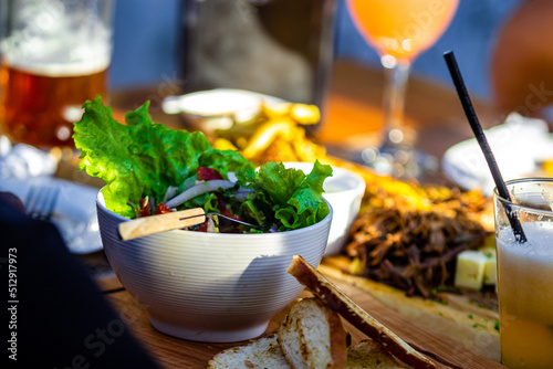 Dining table on restaurant in summer days