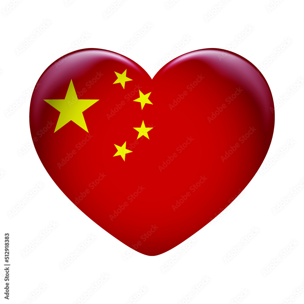 China flag icon isolated on white background. China flag. Flag icon glossy. China flag icon isolated on white background. China flag. Flag icon glossy.