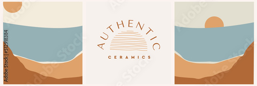 Abstract symbol of handicrafts and craft boutiques. Vector design of linear logo or emblem template - mysterious boho style.