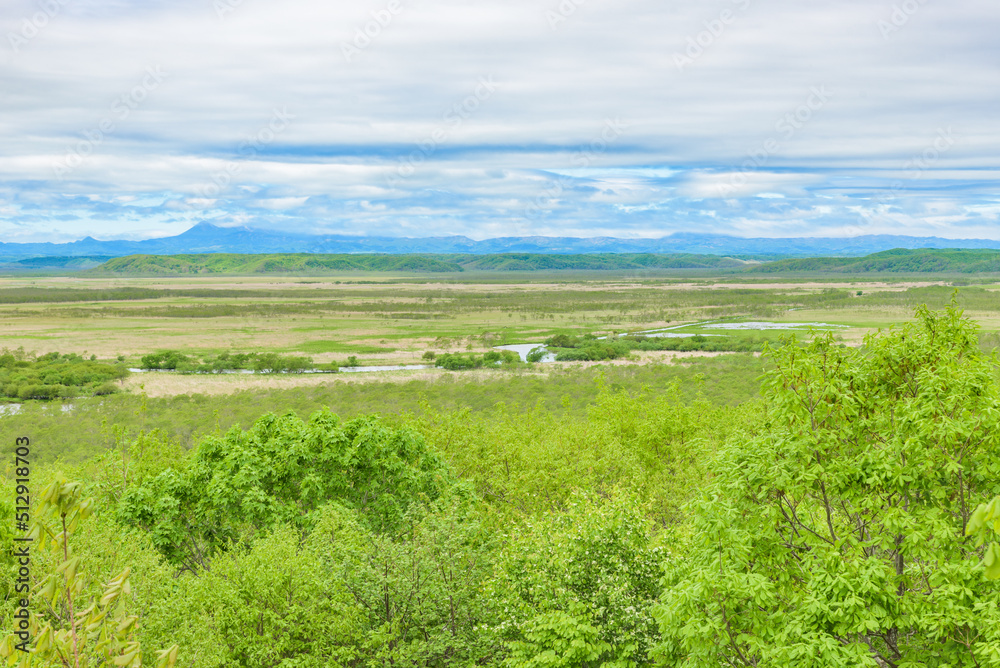 Landscape of the Kushiro Shitsugen (Kushiro Marsh) National Park in Hokkaido Circuit Prefecture, Japan. Landscape of the Kushiro Shitsugen (Kushiro Marsh) National Park in Hokkaido Circuit Prefecture, Japan.