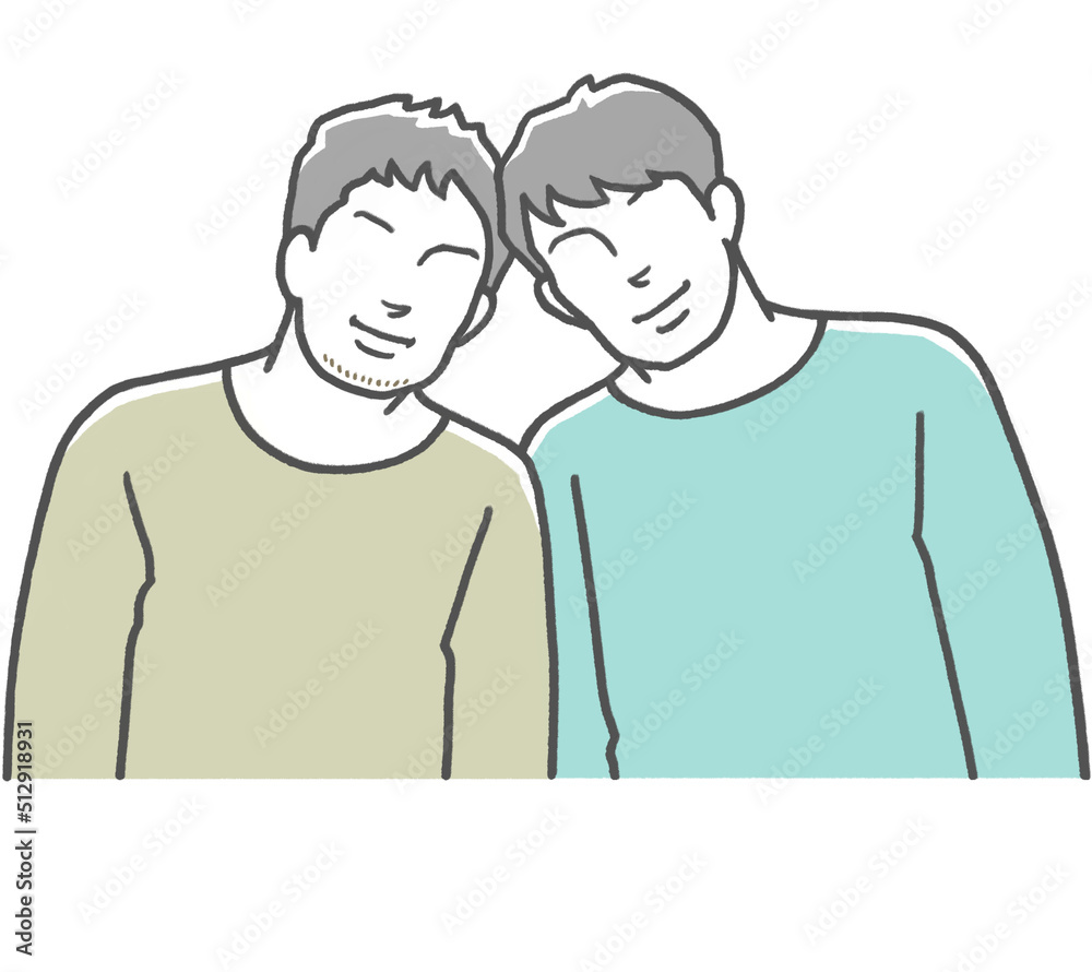 肩を寄せ合う同性カップル 男性 肩を寄せ合う同性カップル 男性