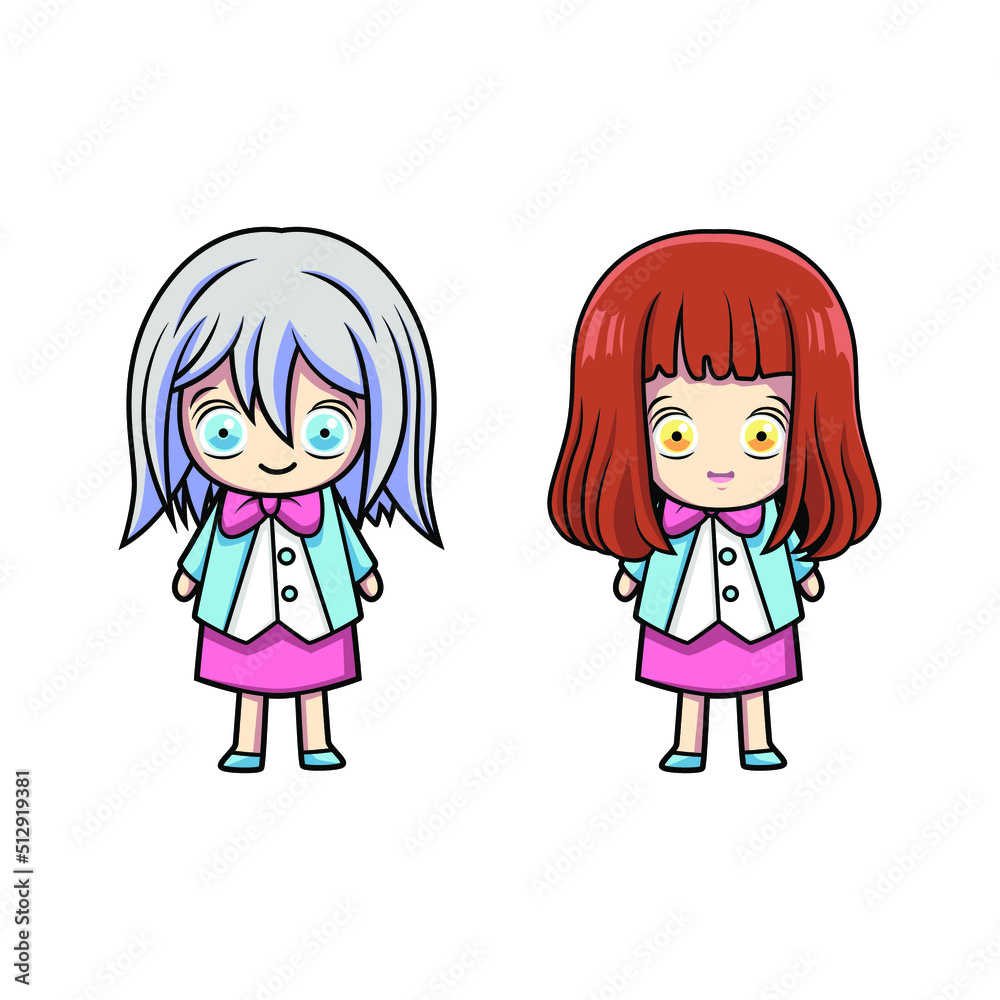 little girl cartoon kawaii illustration vector design little girl cartoon kawaii illustration vector design