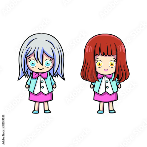 little girl cartoon kawaii illustration vector design