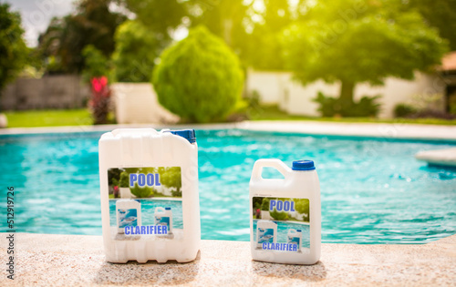 Pool cleaning purification tool. Algaecide product to clarify homemade swimming pools, Homemade pool clarifier photo