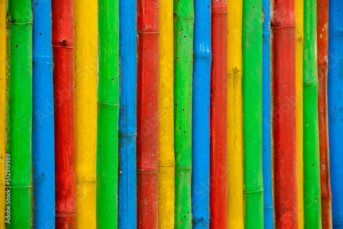 Walls made of bamboo sticks painted in colorful colors