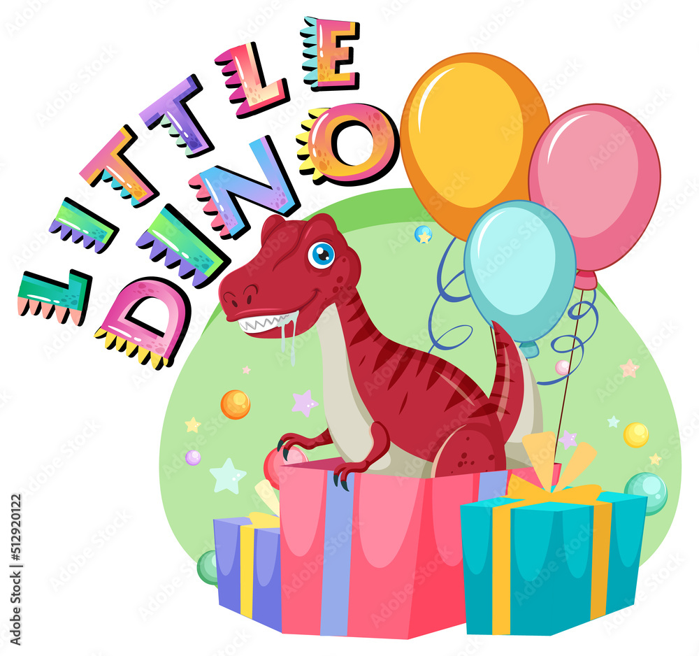 Naklejka premium Little cute dinosaur cartoon in party theme