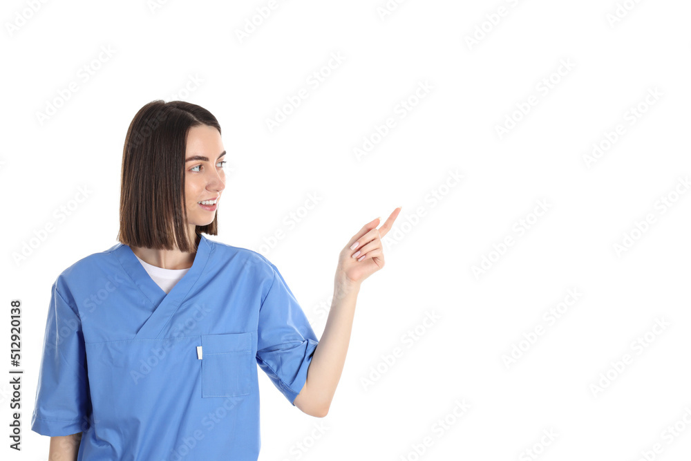Concept of profession, young female doctor isolated on white background Concept of profession, young female doctor isolated on white background