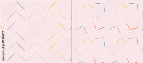 seamless Trendy colorful pattern set with pencil-drawn patterns, hand - drawn. pink Vector illustration 