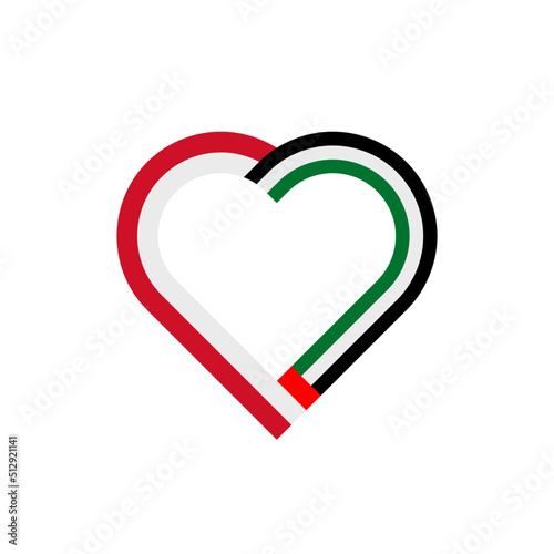 unity concept. heart ribbon icon of indonesia and united arab emirates flags. vector illustration isolated on white background