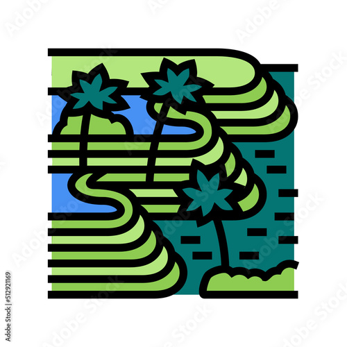 tegallalang rice terraces color icon vector. tegallalang rice terraces sign. isolated symbol illustration