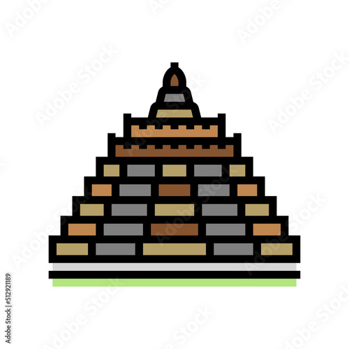 borobudur asian building color icon vector. borobudur asian building sign. isolated symbol illustration