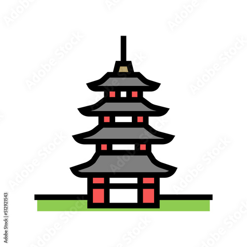pagoda asia building color icon vector. pagoda asia building sign. isolated symbol illustration