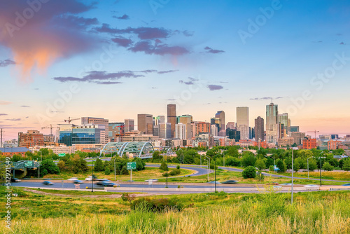 Foto Denver downtown city skyline, cityscape of Colorado in USA