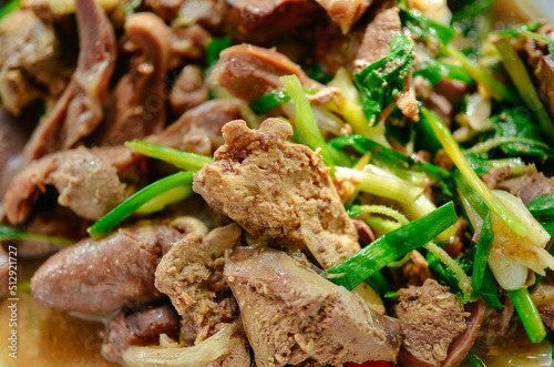 thai delicious stir fried pork liver