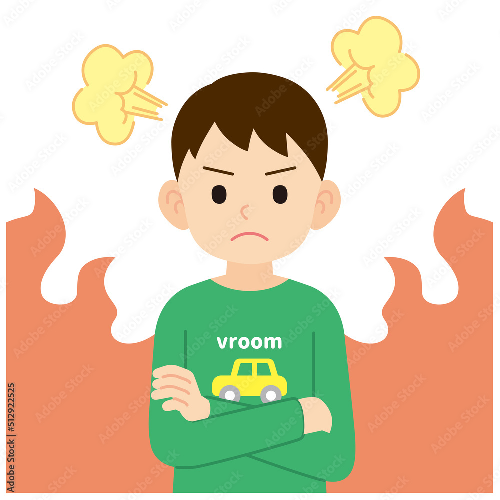 怒る男の子　輪郭線なし