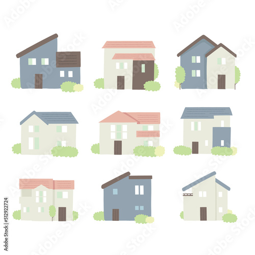 一戸建て住宅のイラストセット