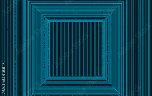 3d rendering. dark blue tone lines art in sqaure shape pattern wall background.