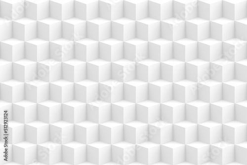 3d rendering. seamless abstract white square shape cubes box wall background.