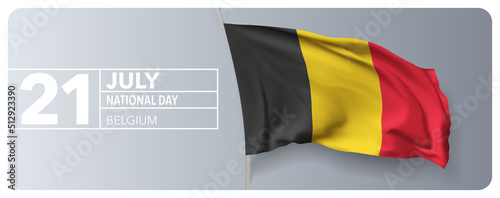 Belgium happy national day greeting card, banner vector illustration