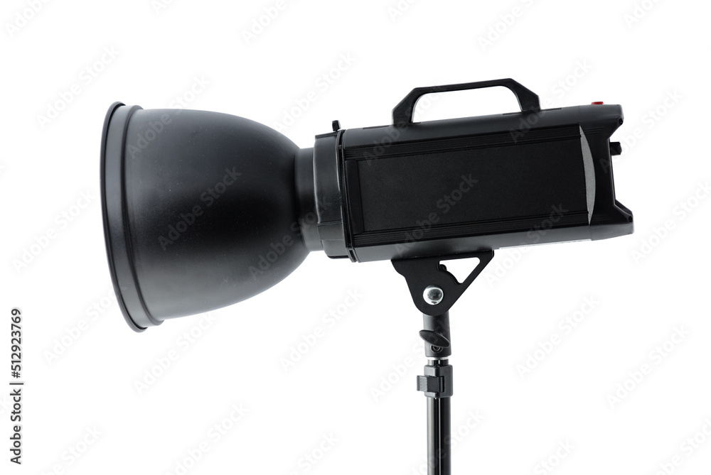 Studio flash isolated on white, hard light.