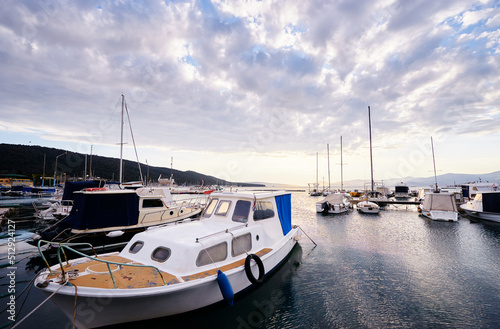 Marina harbour with beautiful white yachts in Split, Croatia. © luengo_ua