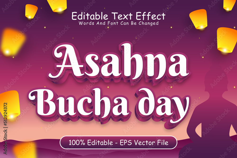 Asahna Bucha Day Editable Text Effect 3 Dimension Emboss Modern Style