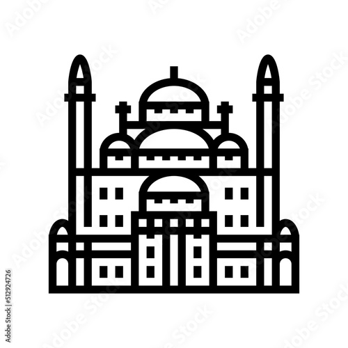 suleiman pasha mosque line icon vector. suleiman pasha mosque sign. isolated contour symbol black illustration photo