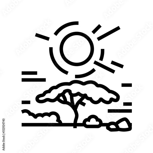 sunset african line icon vector. sunset african sign. isolated contour symbol black illustration