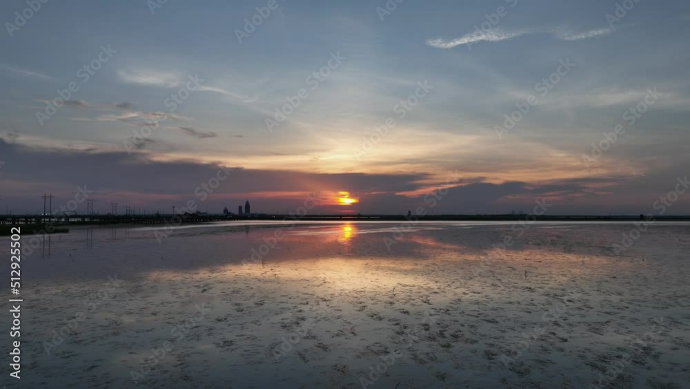 Aerial view of Mobile Bay at Sunset near the city of Mobile, Alabama Aerial view of Mobile Bay at Sunset near the city of Mobile, Alabama