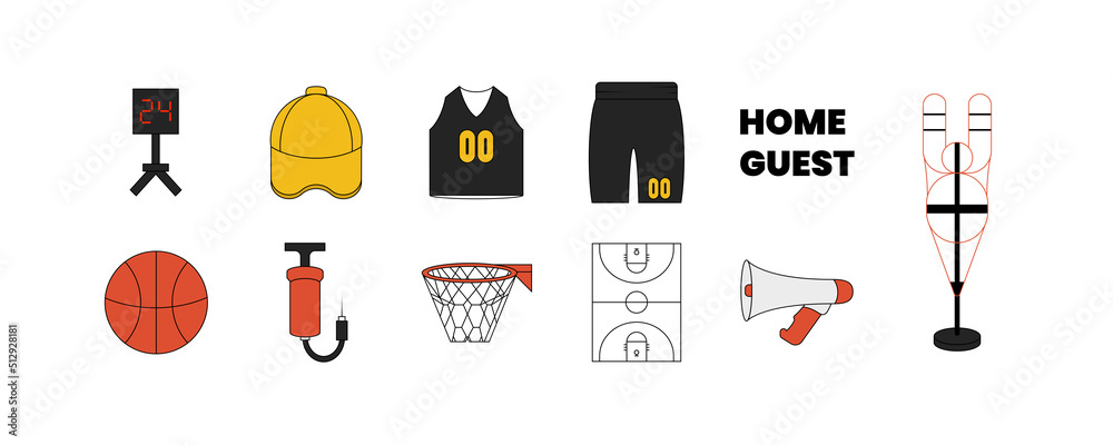 Basketball pictograms set vector illustration.