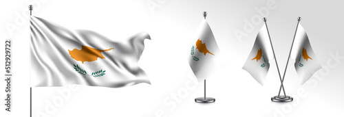 Fotografie Set of Cyprus waving flag on isolated background vector illustration