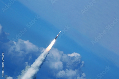 Launch of a space rocket into space. Elements of this image furnished by NASA