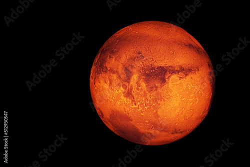 Planet Mars, red planet, on a dark background. Elements of this image furnished by NASA