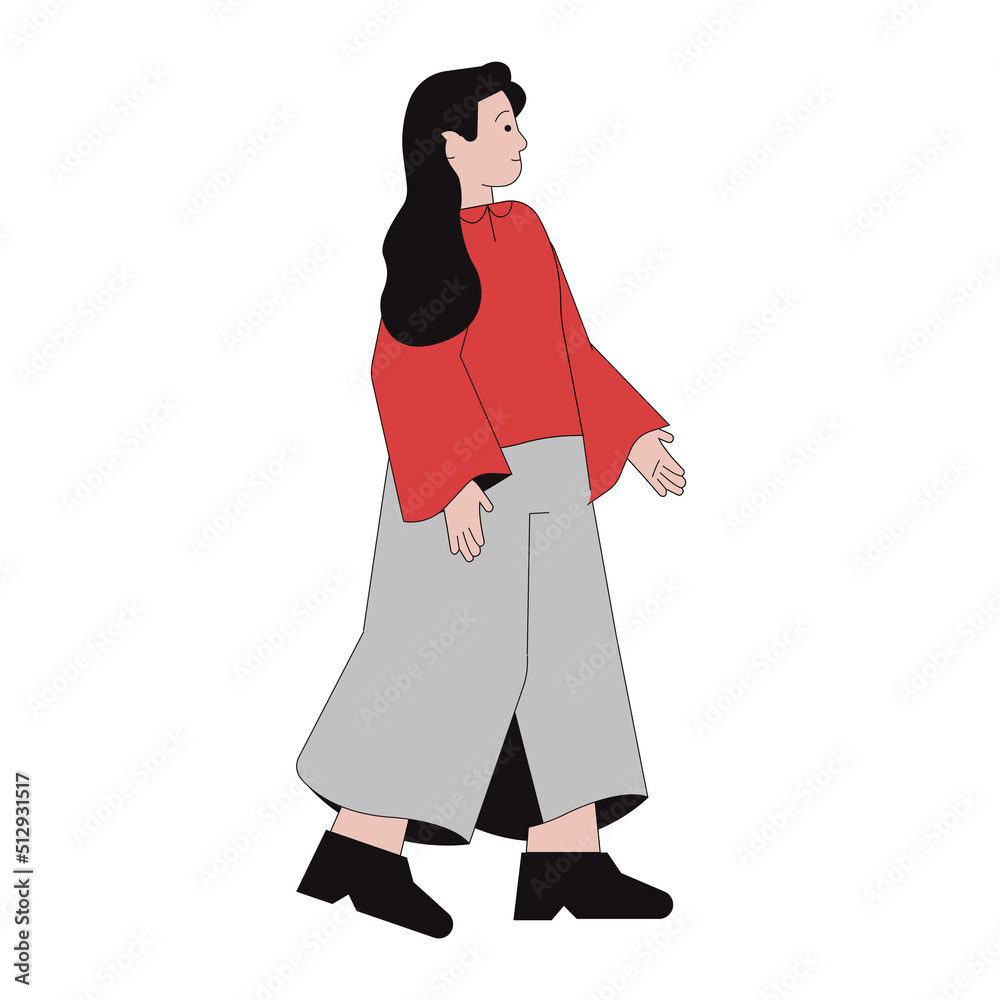 character isolated woman profile. Flat style
