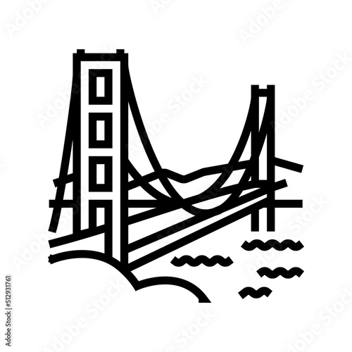golden gate bridge line icon vector. golden gate bridge sign. isolated contour symbol black illustration