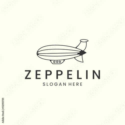 blimp with linear style logo icon template design. airship , balloon, zeppelin, vector illustration © SD22
