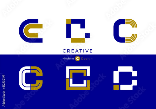 Letter C, modern alphabet fonts, characters design, vector illustration.
