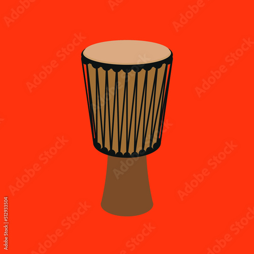 Djembe. Musical percussion instrument, illustration, vector