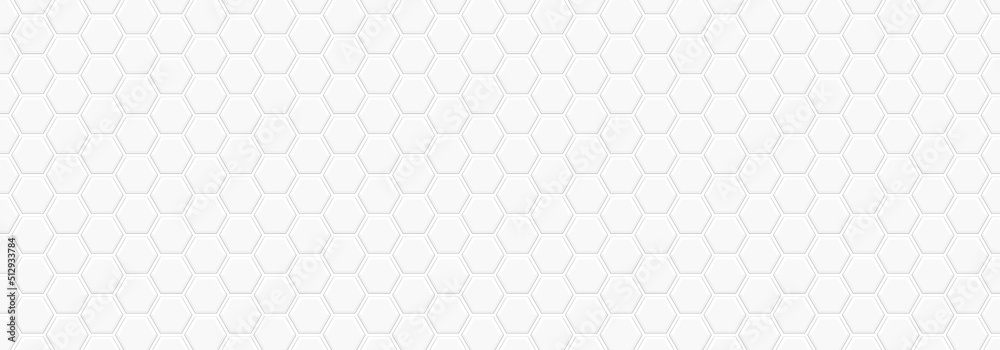 Embossed hexagon. Abstract honeycomb. Abstract tortoiseshell. Abstract football. Light grey background