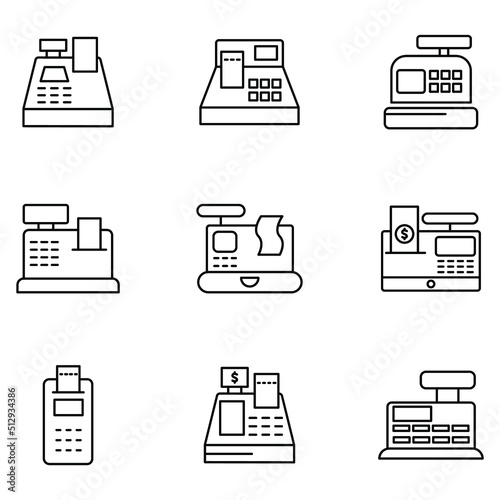 cash register icons set . cash register pack symbol vector elements for infographic web