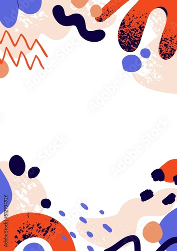 Trendy abstract background design with random creative shapes. Modern vertica...