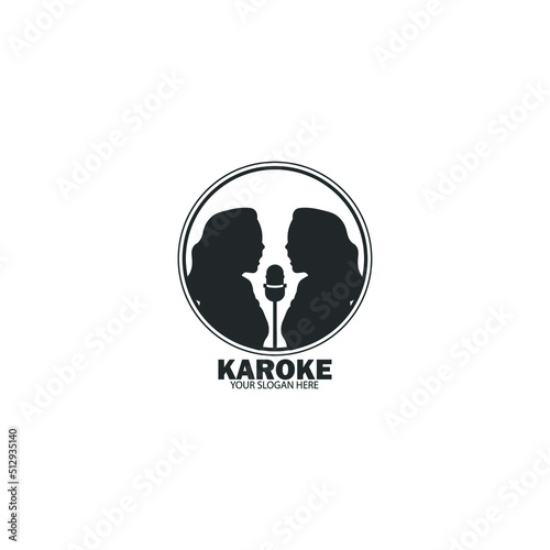 karoke girl black and white logo