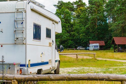 Camper camping on nature