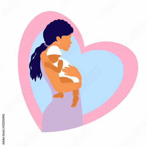 World premature day of infants. November 17. Hope and rescue of newborn babies. Drawing attention to the prematurity, pregnancy problems. Vector concept with mom and baby in heart