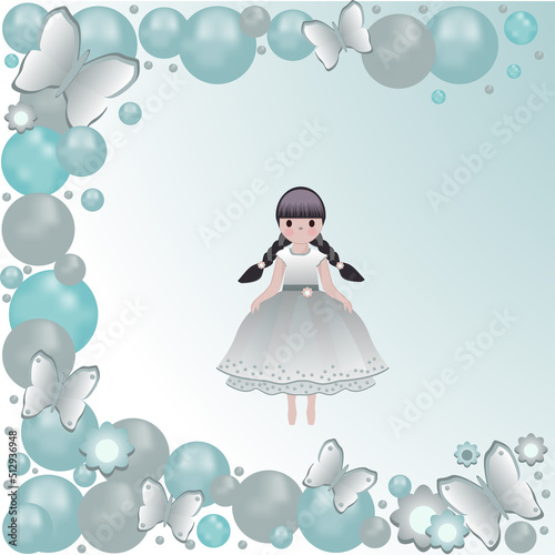 baby doll on blue background